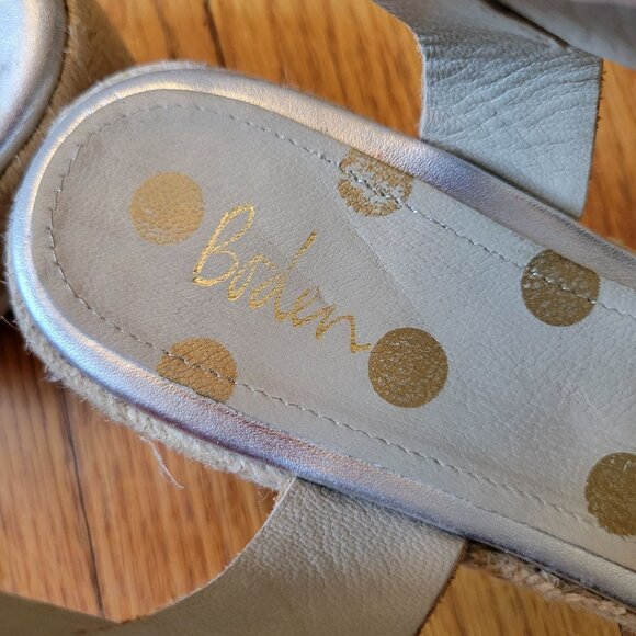 Boden Espadrille Platform Sandals 40 Brown Blue Metallic Silver LENA 8.5‎ - Picture 6 of 9